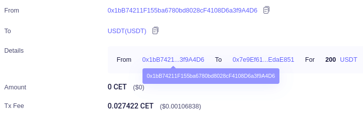 Sample USDT from Faucet